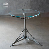 12living Outdoor Umbrella Side Table – Round Patio End Table, Weather-Resistant Metal Frame