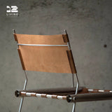 12living Modern Italian Vegetable - Tanned Leather Chair with 304 Textured Stainless Steel Frame