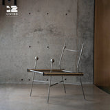 12living Modern Italian Vegetable - Tanned Leather Chair with 304 Textured Stainless Steel Frame