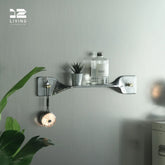 12living Vintage Industrial Wall Shelf – Twisted Aluminum Panel with Brass Hooks,Decorative Storage Display Rack