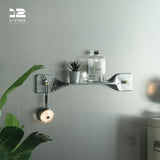 12living Vintage Industrial Wall Shelf – Twisted Aluminum Panel with Brass Hooks,Decorative Storage Display Rack