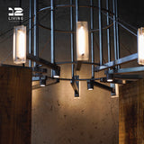 12living Industrial Pendant Light – Brushed Stainless Steel Hanging Lamp for Kitchen, Dining Room, Loft & Bar