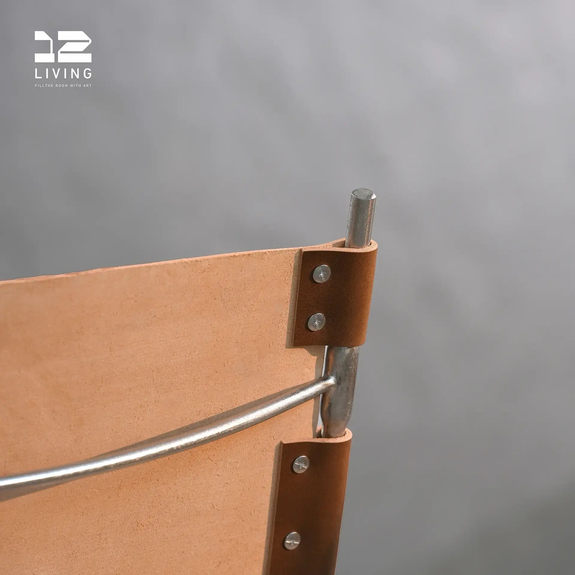 12living Modern Italian Vegetable - Tanned Leather Chair with 304 Textured Stainless Steel Frame