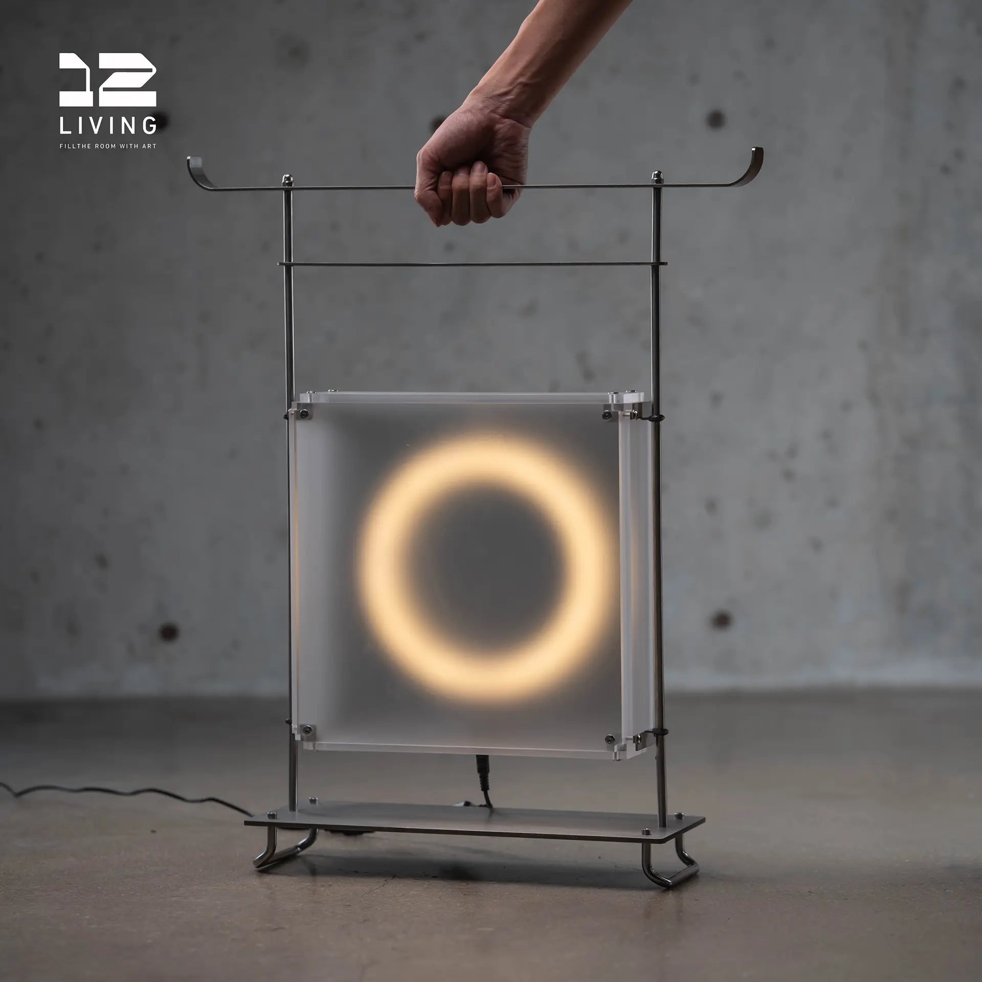 12living Portable Box-Style Floor Lamp with Handle – Industrial Minimalist Lighting
