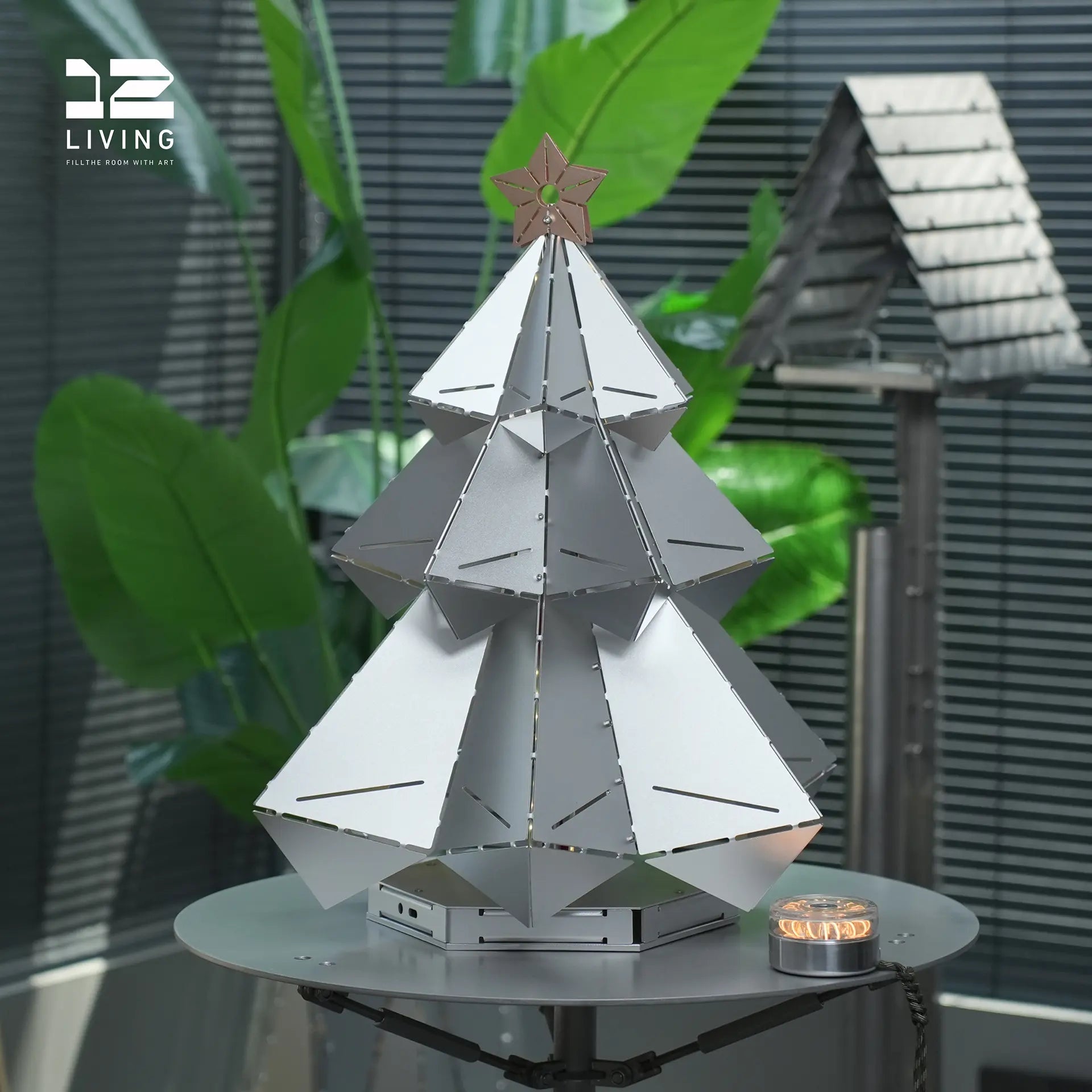 12living Modern Metal Tree Ambient Light,Handmade Designer Light with 3-Color Ambiance Modes