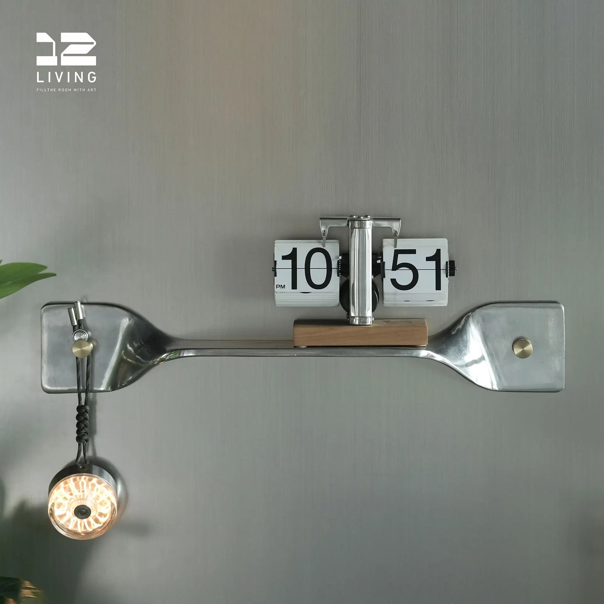 12living Vintage Industrial Wall Shelf – Twisted Aluminum Panel with Brass Hooks,Decorative Storage Display Rack