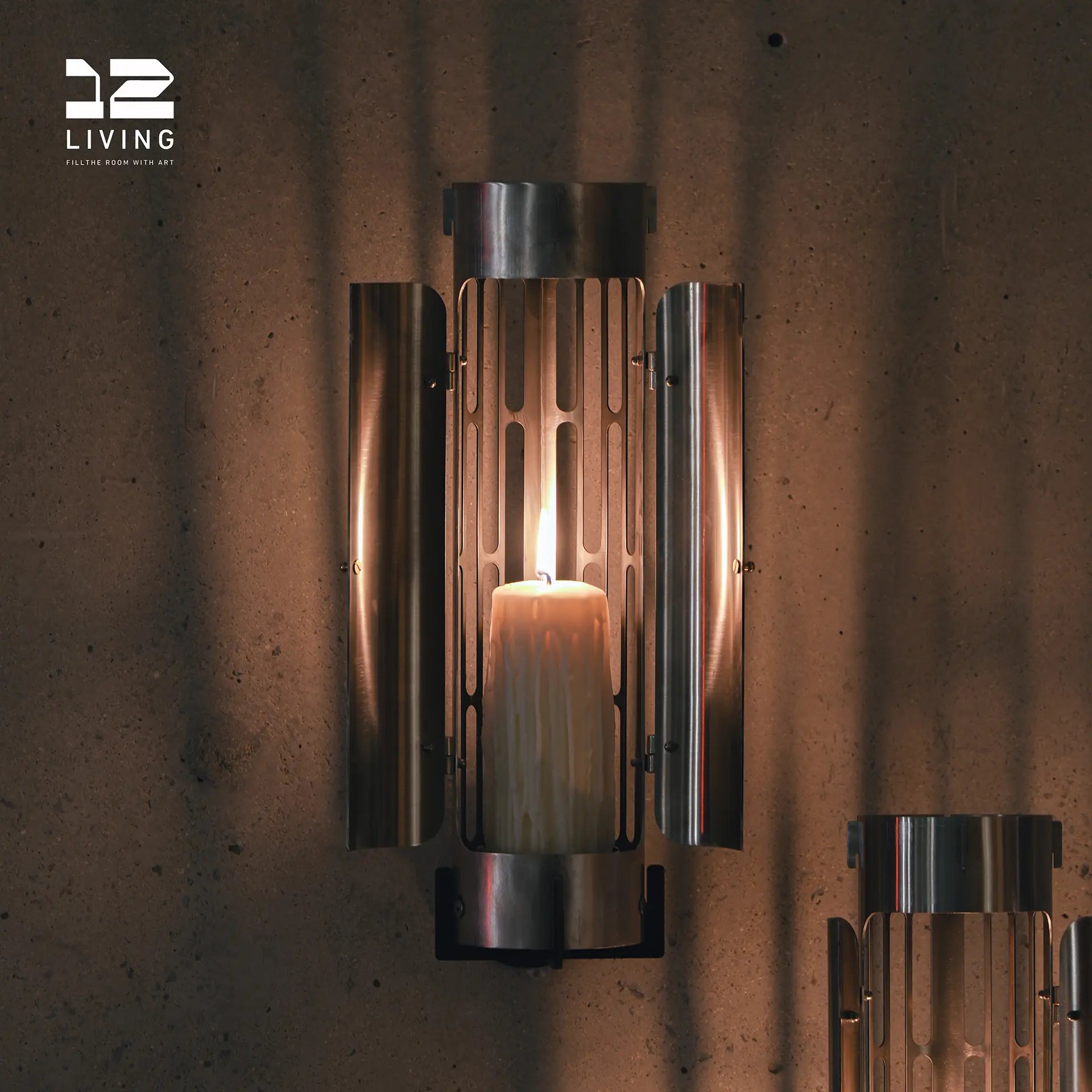 12living Wall Lamp Candle Holder – Gothic Industrial Metal Sconce for Pillar or LED Candles