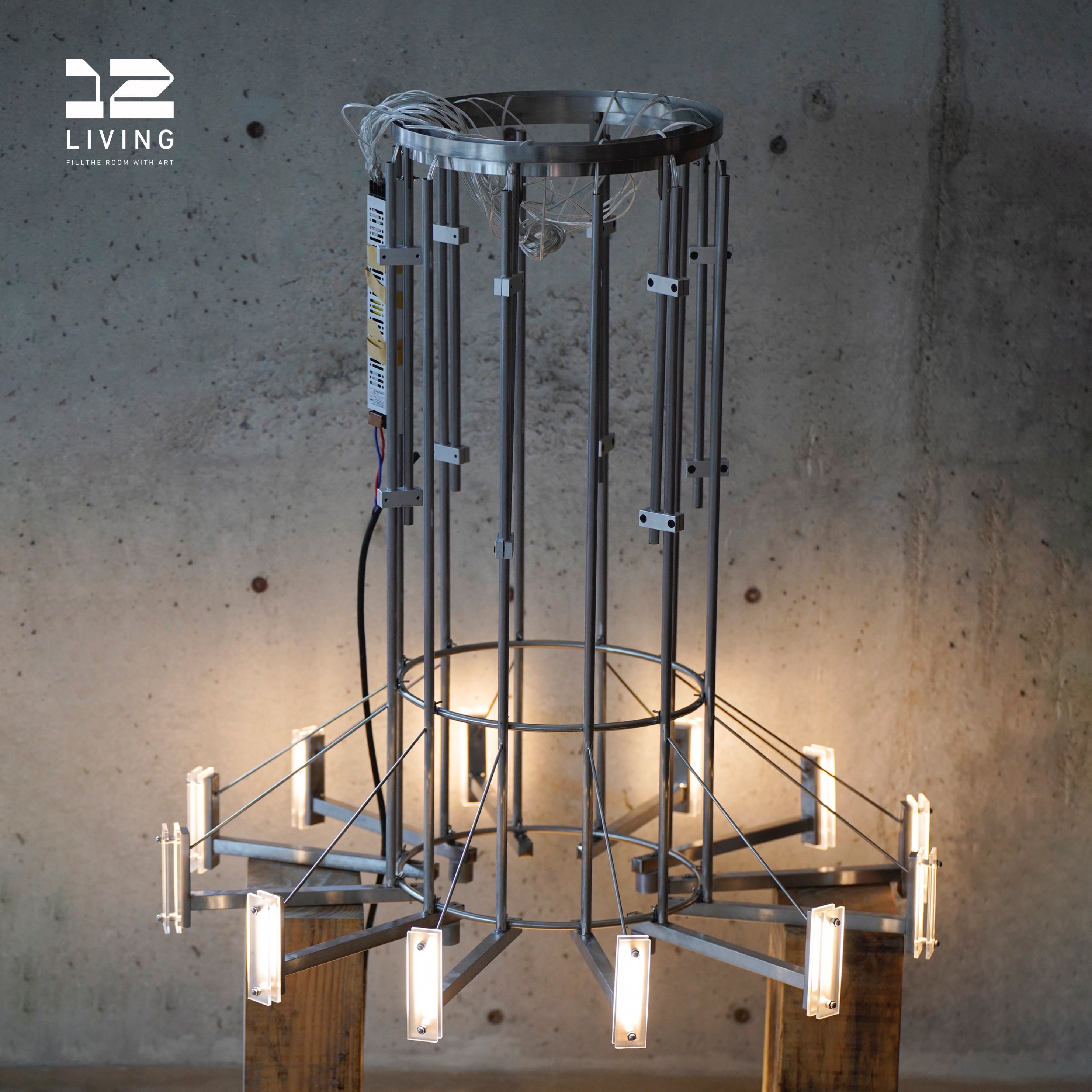 12living Industrial Pendant Light – Brushed Stainless Steel Hanging Lamp for Kitchen, Dining Room, Loft & Bar