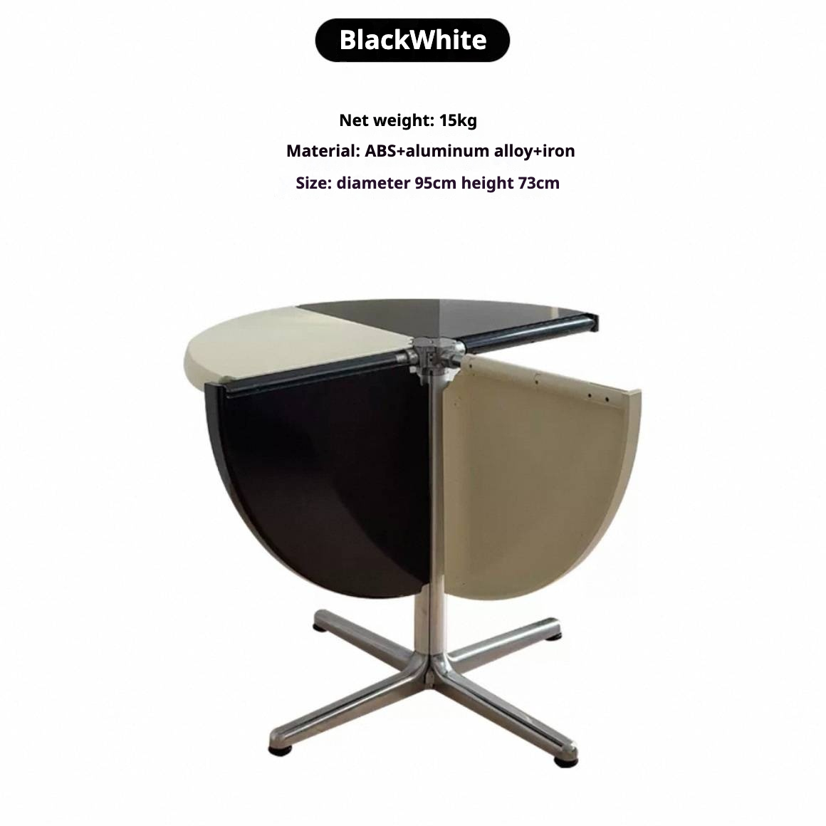 12living Foldable Round Table with Rolling Base – Space-Saving Multi-Form Design for Compact Living